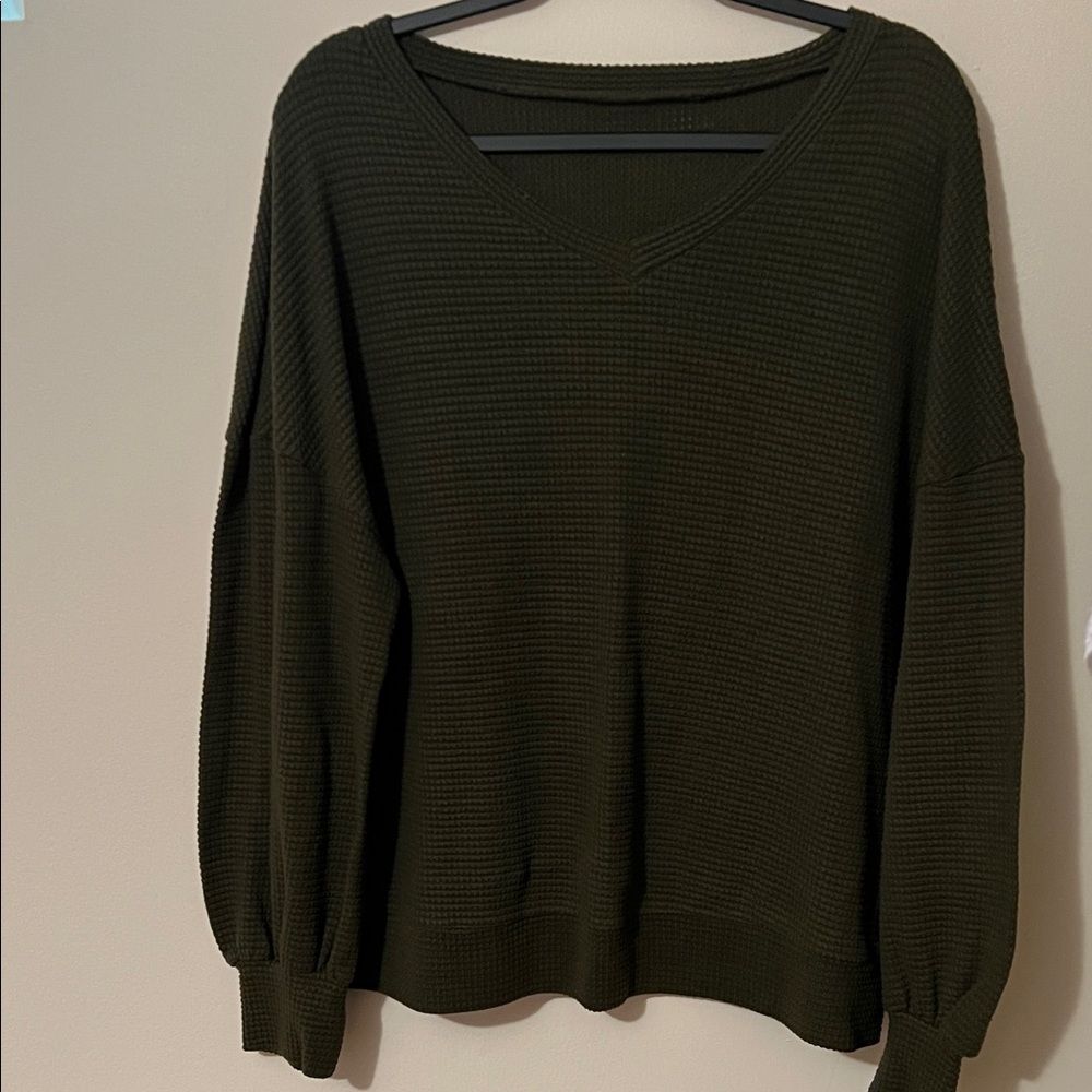 Amazon Women's Olive Green V-Neck Sweater